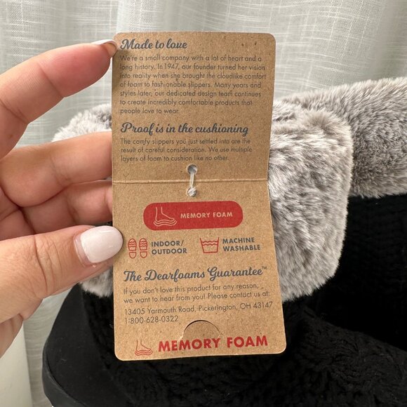 Dearfoams Women's Black & Gray Cable Knit Boot Slippers L(9-10) - Picture 5 of 10